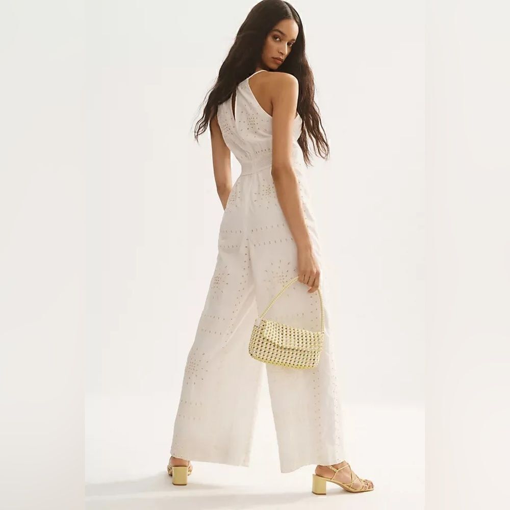 Anthropologie Ranna Gill Eyelet Halter Jumpsuit/ size M
